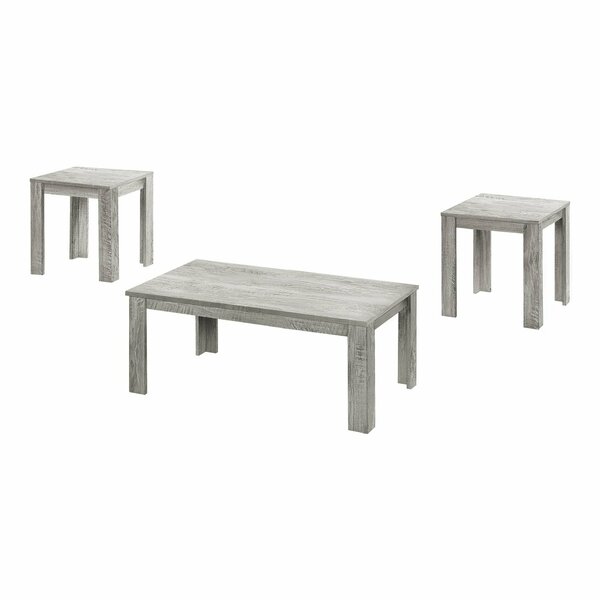 Monarch Specialties Table Set, 3pcs Set, Coffee, End, Side, Accent, Living Room, Grey Laminate, Transitional I 7860P